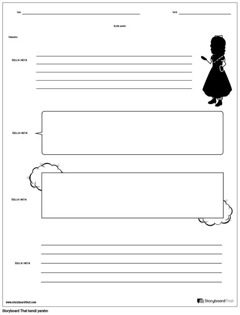 Karakter Analizi Çalışma Sayfası Storyboard por tr examples