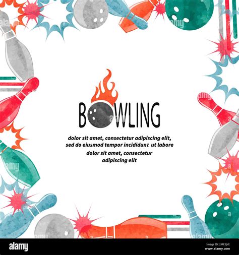 Bowling square border isolated on white for your design. Frame vector ...