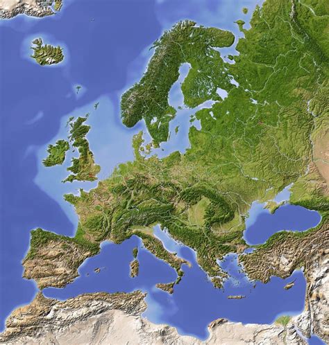 Shaded Relief Map Of Europe Stock Illustration Illustration Of