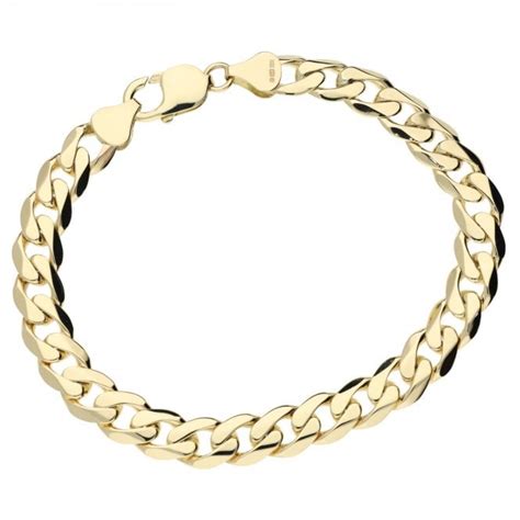 Mens 9ct Yellow Gold 8 5 Curb Bracelet Miltons Diamonds