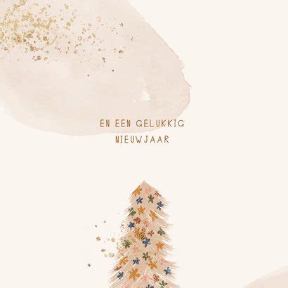 Kerstkaart Fijne Feestdagen Kerstboom Bloemen Kaartje2go