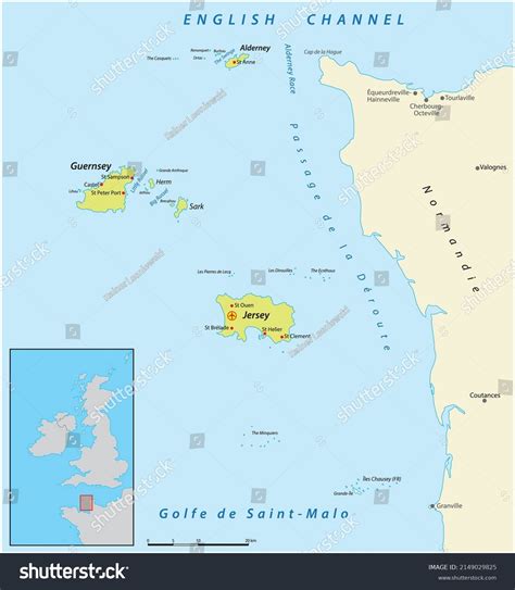 Vector Map English Channel Islands Stock Vector (Royalty Free