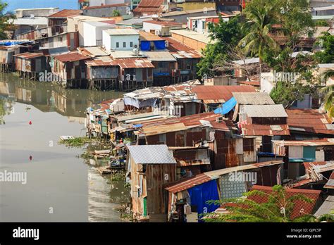 Colorful Squatter Shacks And Houses In A Slum Urban Area In Saigon