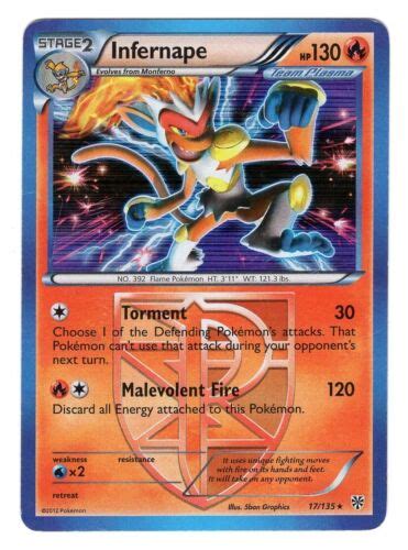 Pokemon Tcg Infernape Black White Plasma Storm Holo Rare Card