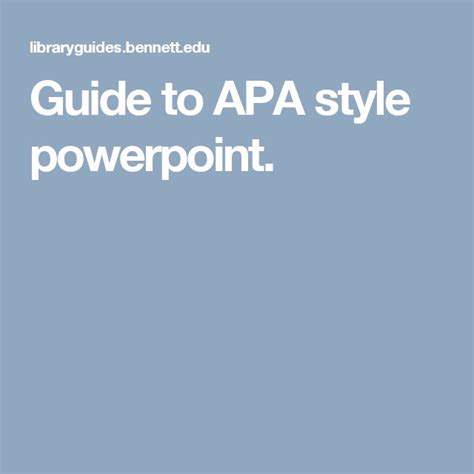 Guide To Apa Style Powerpoint Apa Style Powerpoint Presentation Apa