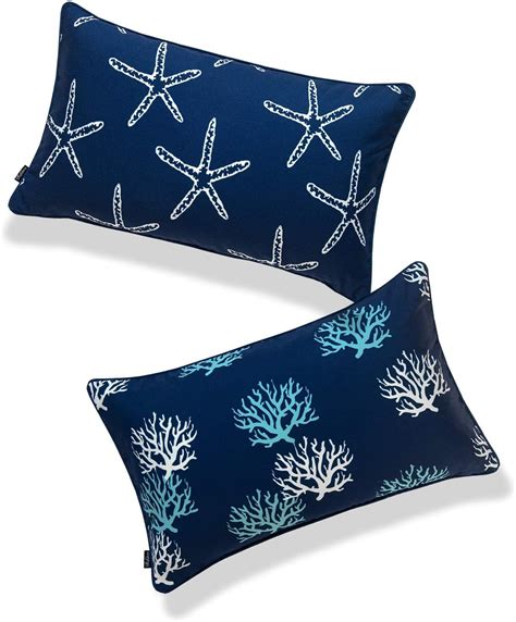 Hofdeco Beach Nautical Indoor Outdoor Lumbar Pillow Cover Only Water Uv Resistant