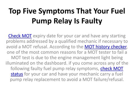 PPT Top Five Symptoms That Your Fuel Pump Relay Is Faulty PowerPoint