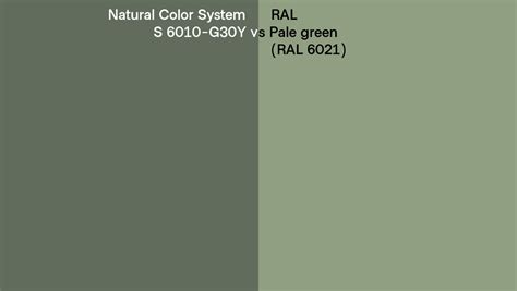 Natural Color System S 6010 G30y Vs Ral Pale Green Ral 6021 Side By