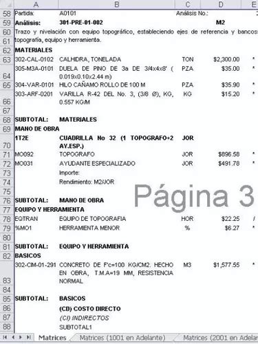 Matrices Análisis Precios Unitarios Excel Actualizada 2021 Meses sin