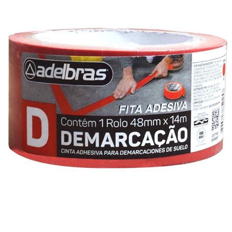 Fita Demarcação de Solo Vermelha 48mm x 14metros Adelbras Fita de