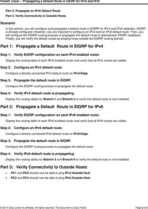 Packet Tracer Propagating A Route In Eigrp For Ipv And Ipv