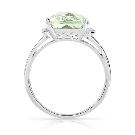 Bague Or Blanc Quartz Vert Carr E Et Diamants Maty