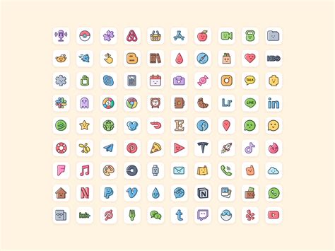 Ios App Icon Covers Pack With Kawaii Aesthetic Doodle Etsy Ios