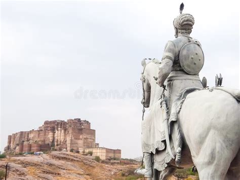 Statue Of Rao Jodha And Mehrangarh Fort In Background Editorial Stock