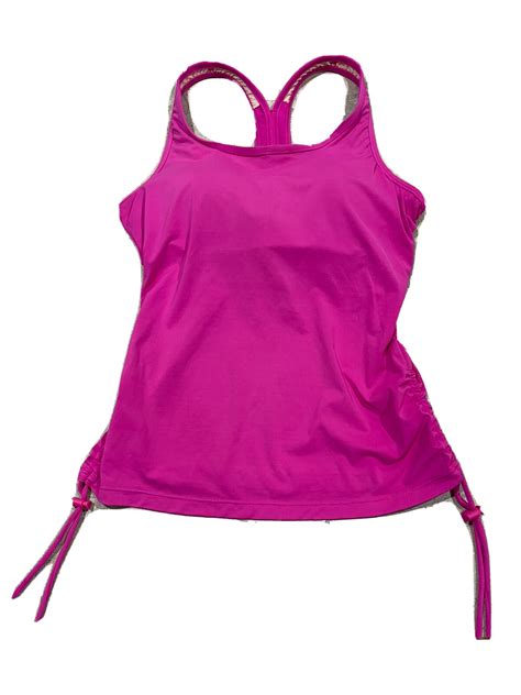 Athleta Tankini Top Bikini Ruched Hot Pink Build In B Gem