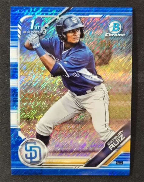 Esteury Ruiz Bowman Chrome St Blue Shimmer Refractor Bcp