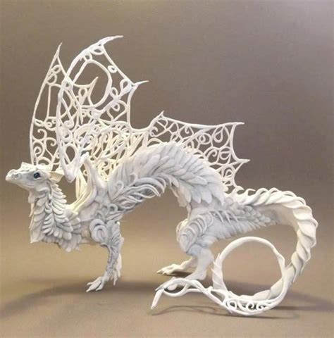 Paper Dragon Dragon Sculpture Dragon Art White Dragon