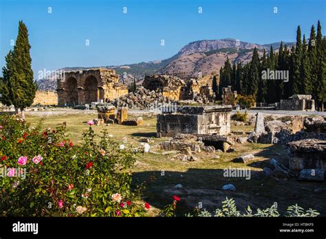 Northern Necropolis Hierapolis Pamukkale Denizli Turkey Stock Photo