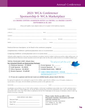 Fillable Online Wca Annual Conference Marketplace Wisconsin Counties