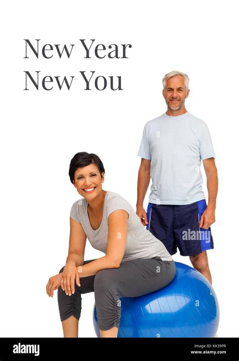 Digital Composite Of New Year And New You Text With Fitness Couple