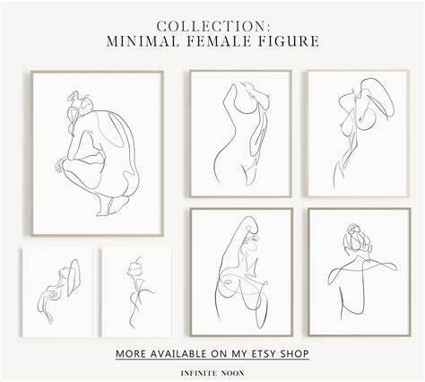 Abstract Nude Female Print Naked Woman One Line Drawing Etsy