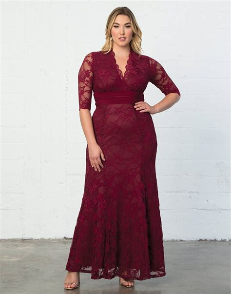 Kiyonna Womens Plus Size Screen Siren Lace Evening Gown Plus Size