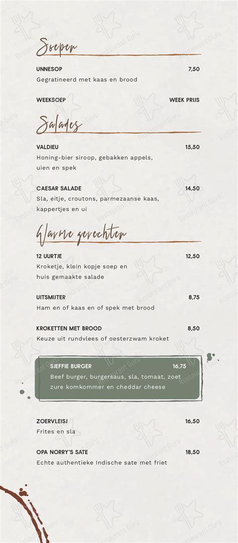 Menu At Taverne Bie Sjefke Berg En Terblijt