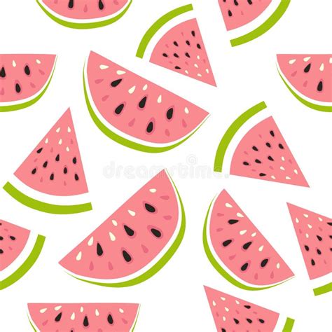 Vector Watermelon Background With Black Seeds Seamless Watermelons