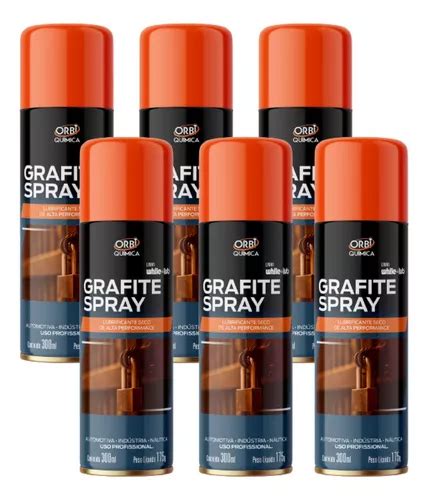 Kit 6 Grafite Spray Lubrificante Seco Orbi 300ml Parcelamento Sem Juros