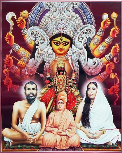 Durga Kali With Ramakrishna Dev Sarada Ma And Vivekananda Saraswati