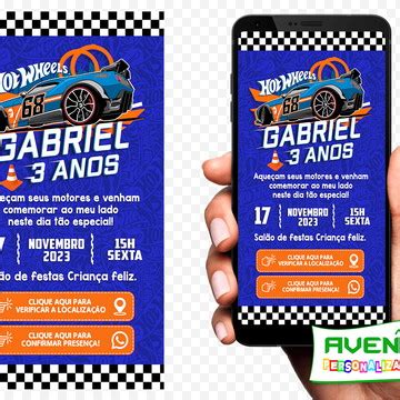 Convite Digital Personalizado Hot Wheels Interativo Infantil Compre