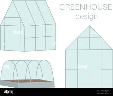 Vector Set Of Greenhouses Flat Hot House Illustration Isolated On