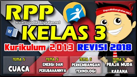 Rpp Kelas 3 Revisi 2018 Kurikulum 2013 Tema 5 6 7 8 Dapodikbangkalan