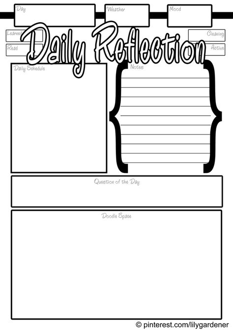 Daily Reflection Template Free Printable