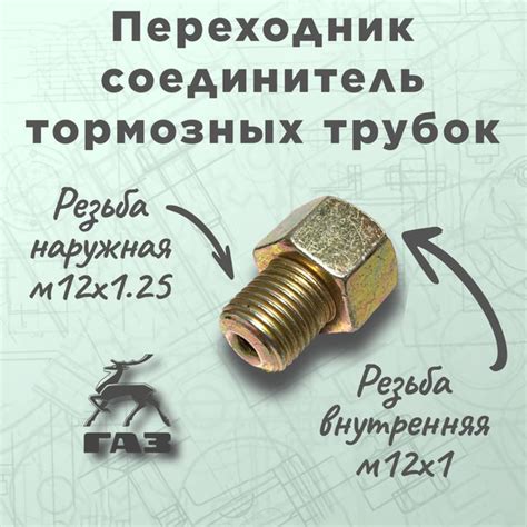 Переходник соединитель тормозных трубок, муфта, м12х1.25 (нар) / м12х1 ...