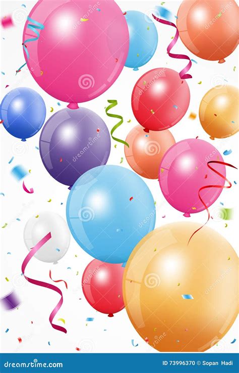 Happy Birthday Celebration With Colorful Balloon And Confetti Stock