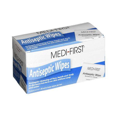 Medi First Antiseptic Wipes Benzalkonium Chloride Cleansing Towelettes