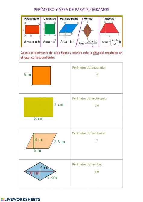 Ejercicio De Per Metro Y Rea Paralelogramo Clase De Matem Ticas