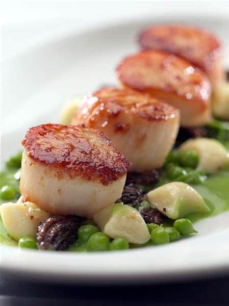 Roasted Sea Scallops With Potato Gnocchi English Peas And Morel