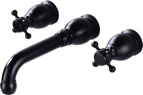Wall Mounted Bathroom Sink Faucet Black Hot And Cold Sink Mixer Tap Faucet Swivel Spout