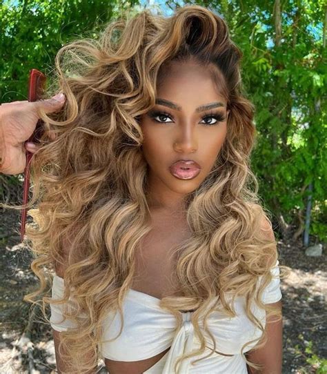 Honey Blonde Hair Color Blonde Hair Black Girls Blonde Wavy Hair Curly Hair Body Wave Hair