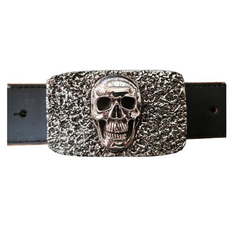 Sterling Silver Skull Belt Buckle American Leather Maker Of Fine