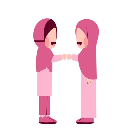 Hijab Girls Doing Fist Bump Illustration 23659414 Vector Art At Vecteezy