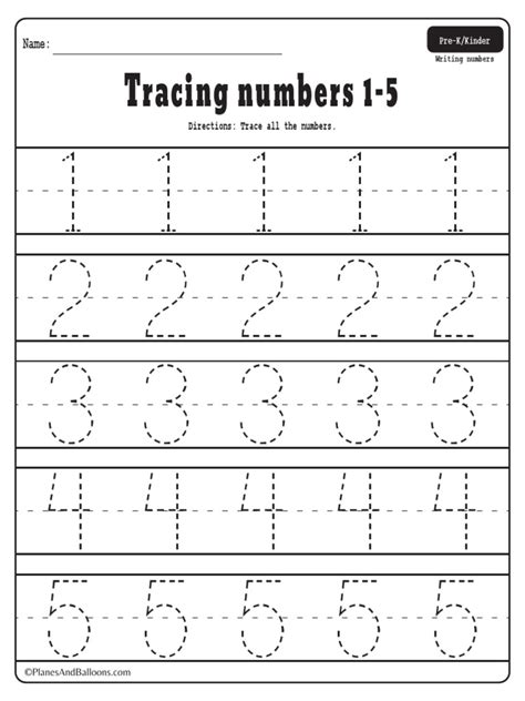 Printable Traceable Numbers Worksheets