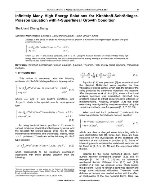 Pdf Infinitely Many High Energy Solutions For Kirchhoff Schrödinger