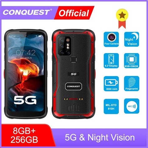 Conquest S20 5g Night Vision Smartphone Ip68 Waterproof 48mp Four ...