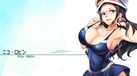 Wallpaper Nico Robin One Piece Anime Girls Cleavage Blue Eyes 1920x1080 Faraleth