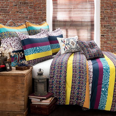 Boho Stripe 7 Piece Comforter Set Lush Decor