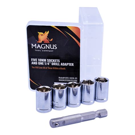 Five 10mm Sockets And One Drill Adapter Magnus Tool Company