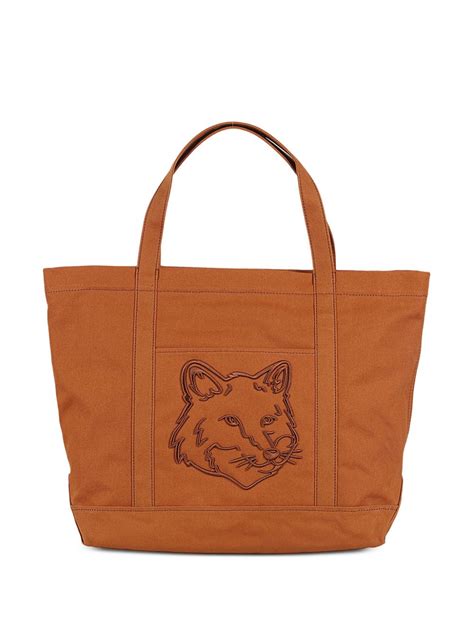 Maison Kitsuné Large Fox Head Tote Bag Brown FARFETCH